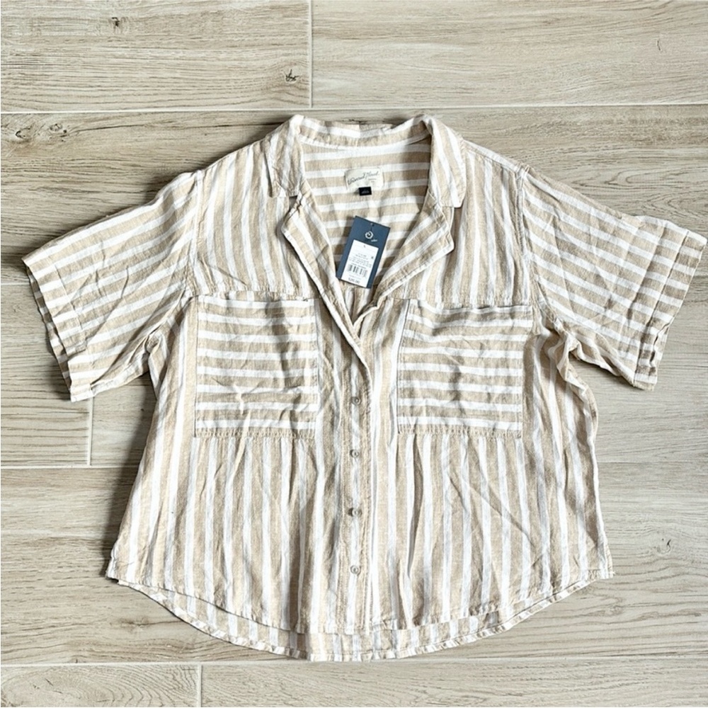 Universal Thread Beige Striped Button Down Shirt